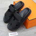 Dép Hermes Chypre Black Bordeaux Epsom Leather Best Quality
