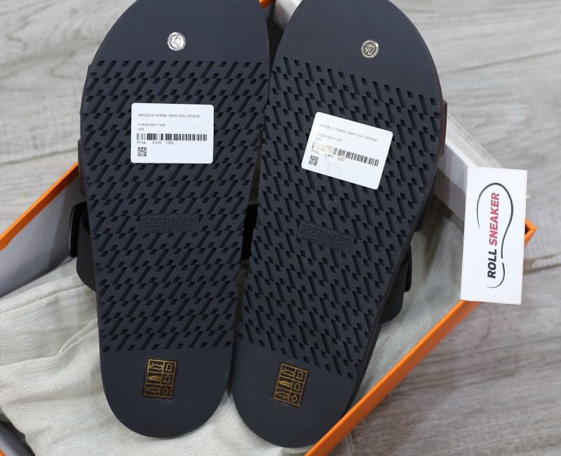 Dép Hermes Chypre Black Bordeaux Epsom Leather Best Quality