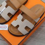 Dép Hermes Chypre Prunoir Natural Canvas Best Quality