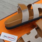 Dép Hermes Chypre Prunoir Natural Canvas Best Quality