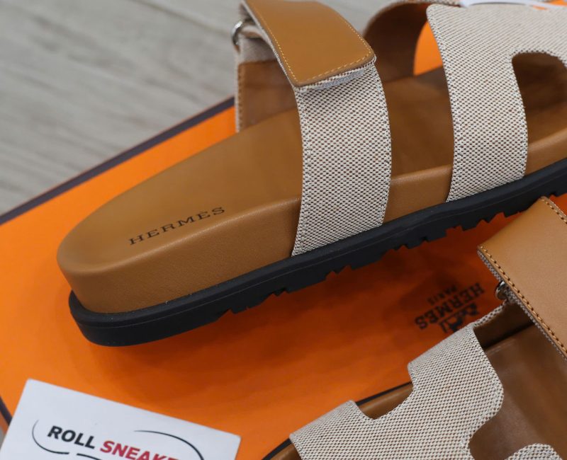 Dép Hermes Chypre Prunoir Natural Canvas Best Quality