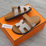 Dép Hermes Chypre Prunoir Natural Canvas Best Quality