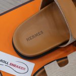 Dép Hermes Chypre Prunoir Natural Canvas Best Quality