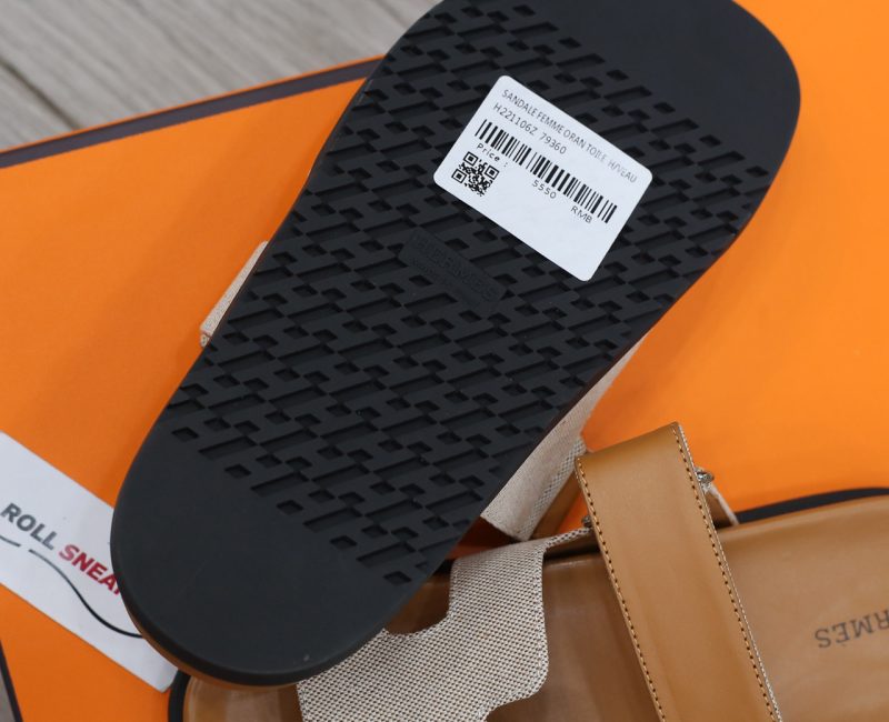 Dép Hermes Chypre Prunoir Natural Canvas Best Quality