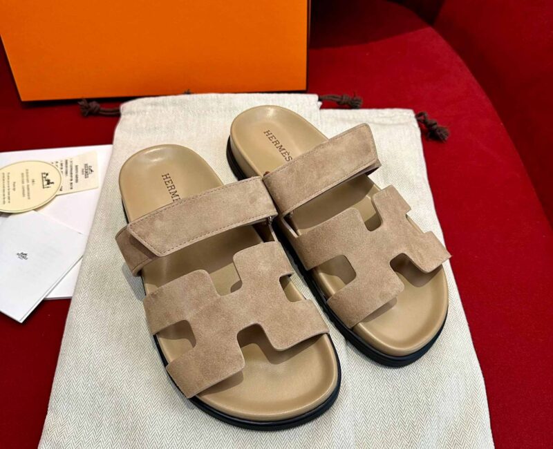 Dép Hermes Chypre Sandal Beige Suede Best Quality
