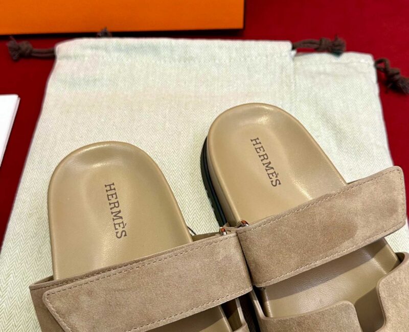 Dép Hermes Chypre Sandal Beige Suede Best Quality