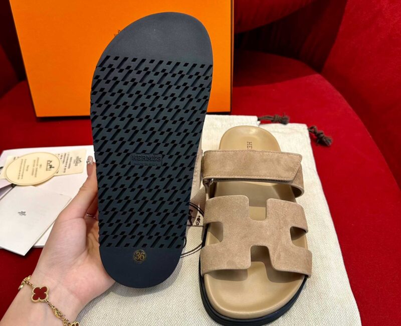 Dép Hermes Chypre Sandal Beige Suede Best Quality