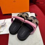 Dép Hermes Chypre Sandal Black Pink Suede
