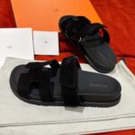 Dép Hermes Chypre Sandal Black Suede Best Quality