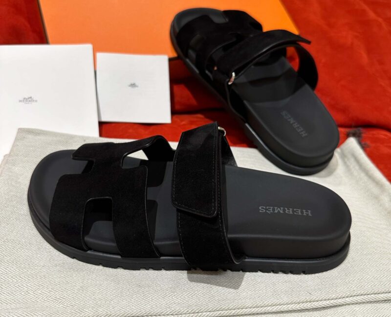 Dép Hermes Chypre Sandal Black Suede Best Quality