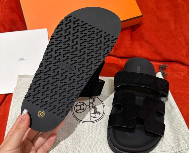Dép Hermes Chypre Sandal Black Suede Best Quality