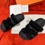Dép Hermes Chypre Sandal Black Suede Best Quality