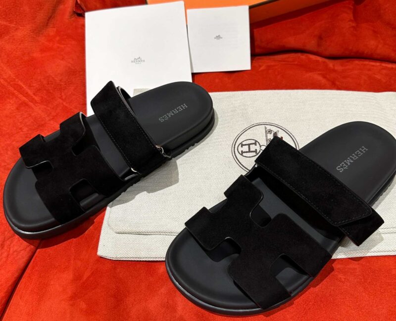 Dép Hermes Chypre Sandal Black Suede Best Quality
