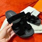 Dép Hermes Chypre Sandal Black Suede Best Quality