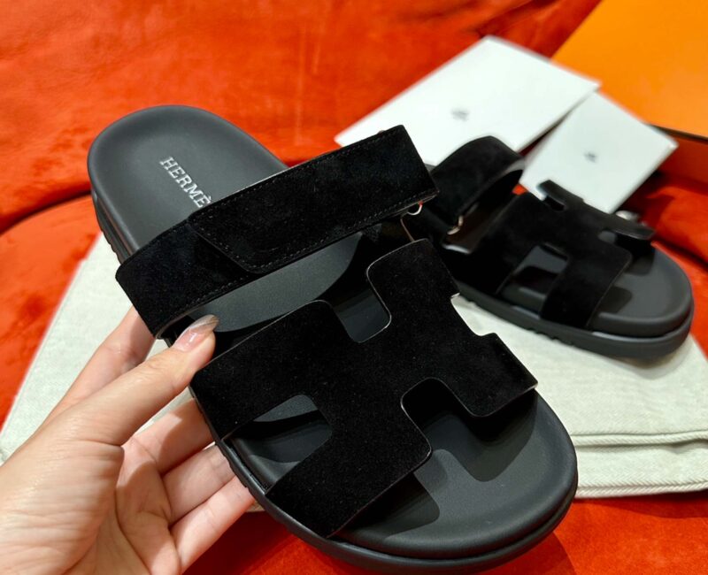 Dép Hermes Chypre Sandal Black Suede Best Quality