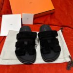 Dép Hermes Chypre Sandal Black Suede Best Quality