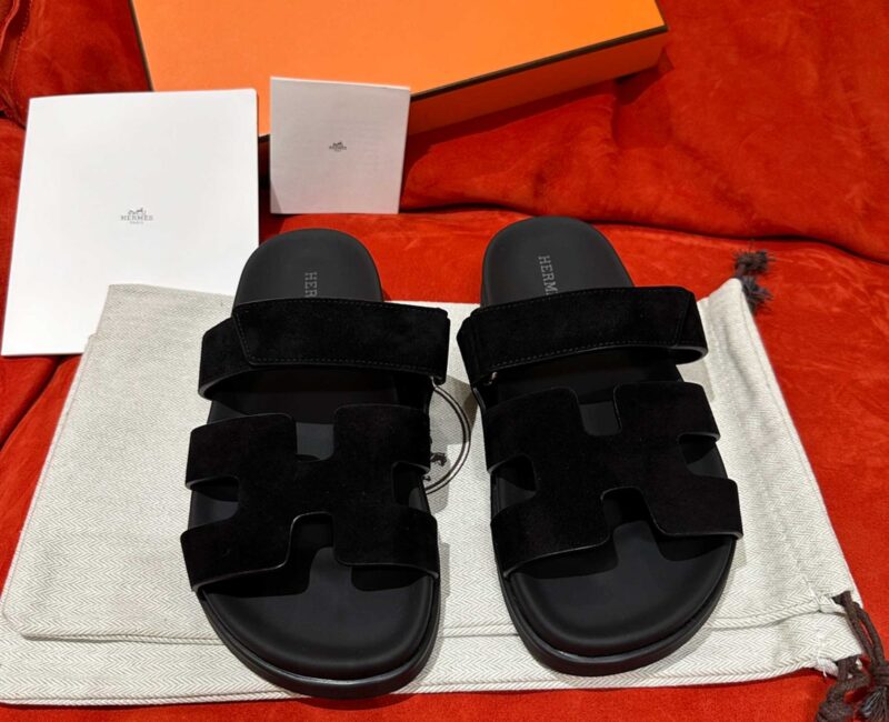 Dép Hermes Chypre Sandal Black Suede Best Quality