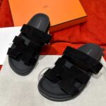 Dép Hermes Chypre Sandal Black Suede Best Quality