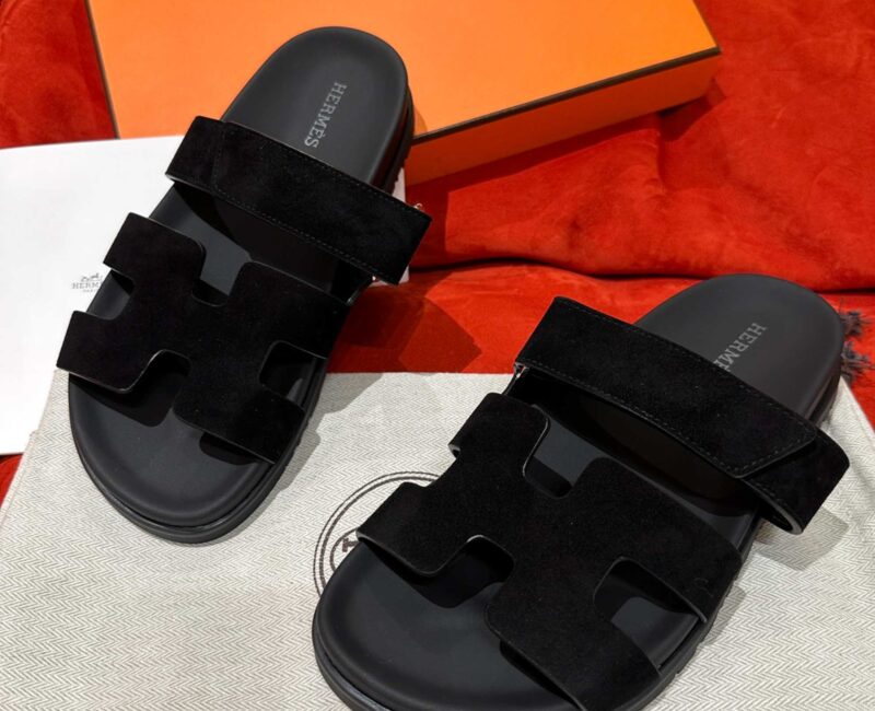Dép Hermes Chypre Sandal Black Suede Best Quality