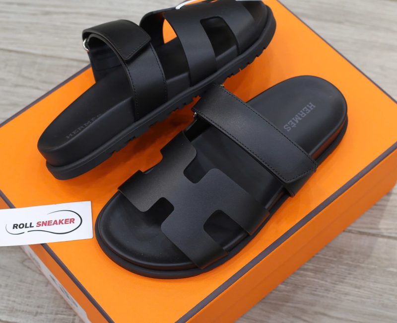 Dép Hermes Chypre Sandal Full Đen Da Trơn Best Quality