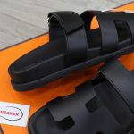 Dép Hermes Chypre Sandal Full Đen Da Trơn Best Quality