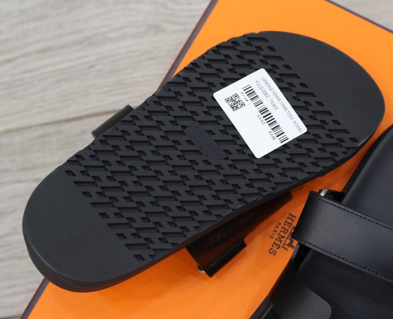Dép Hermes Chypre Sandal Full Đen Da Trơn Best Quality