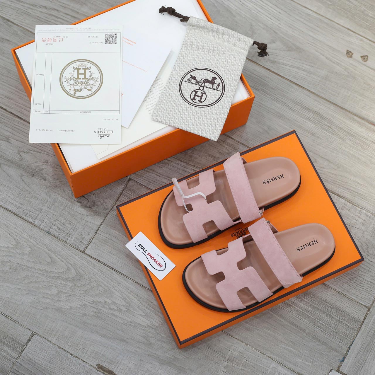 Dép Hermes Chypre Sandal Light Pink Suede Best Quality