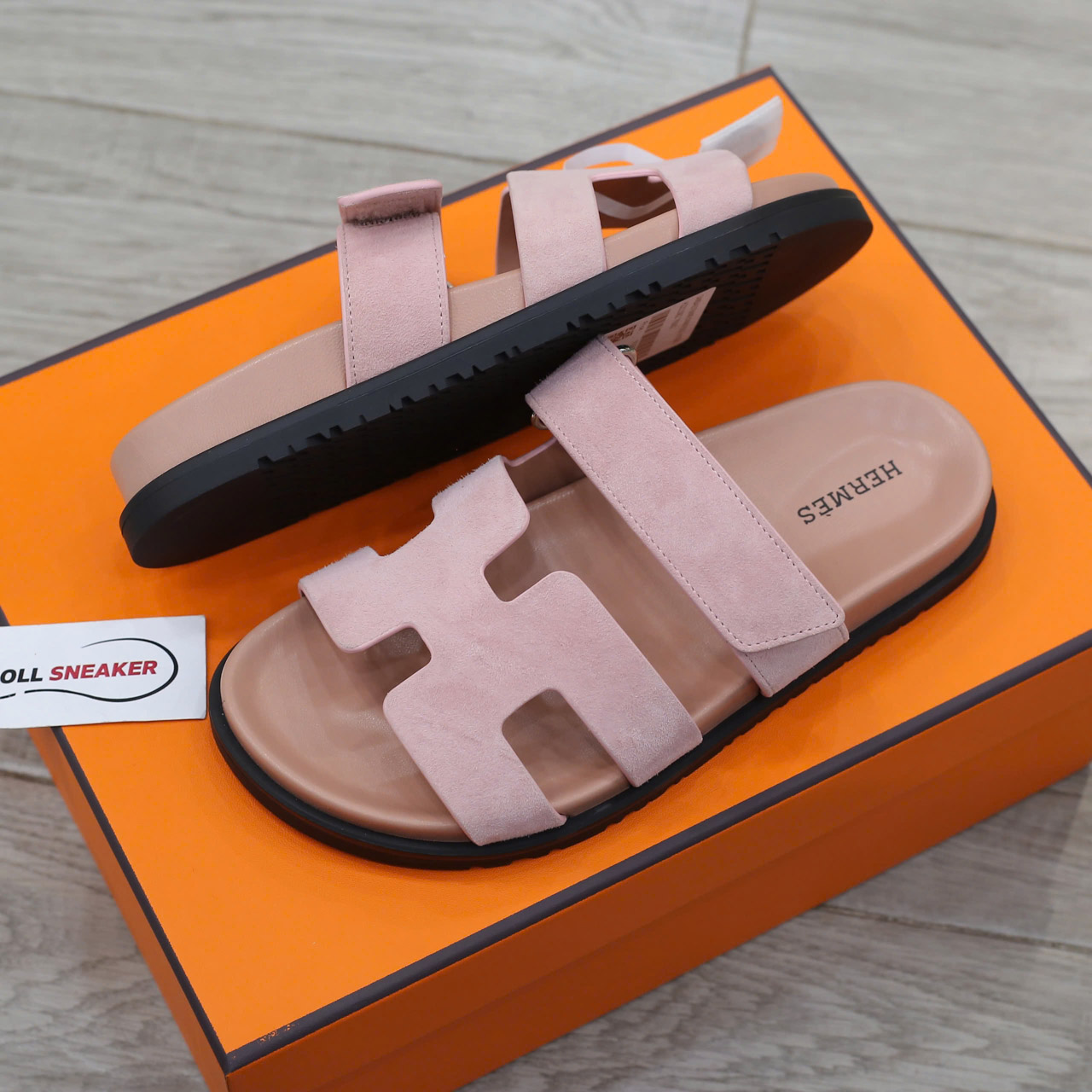 Dép Hermes Chypre Sandal Light Pink Suede Best Quality