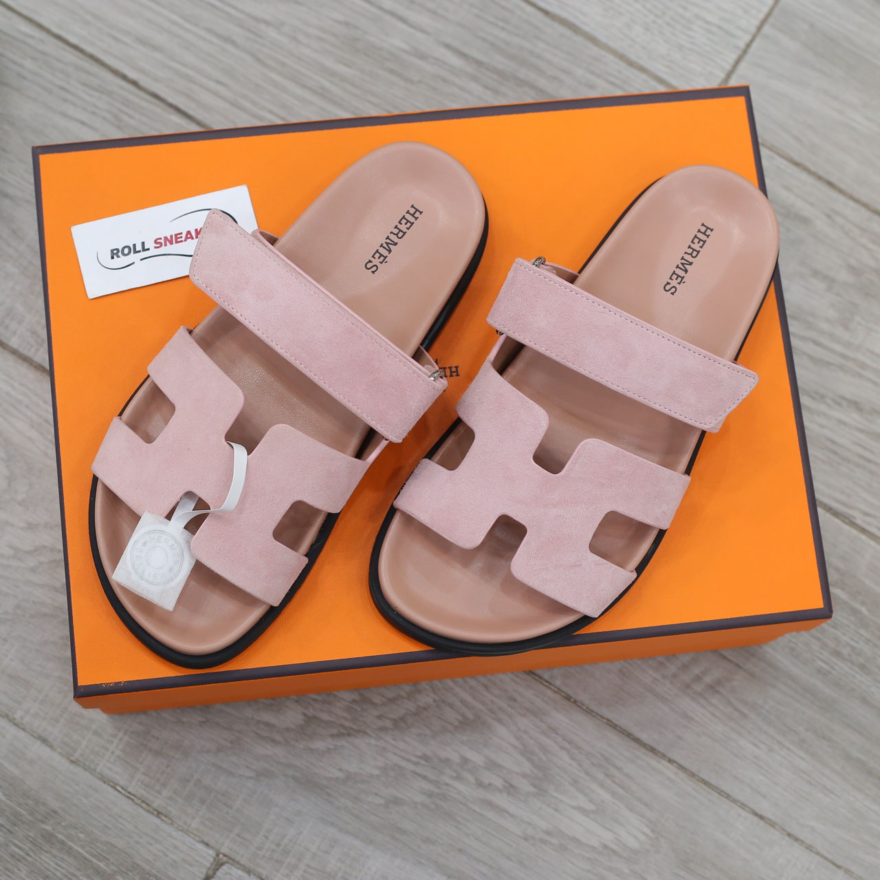 Dép Hermes Chypre Sandal Light Pink Suede Best Quality