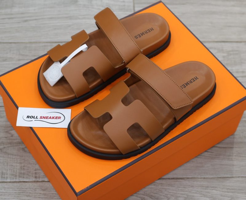 Dép Hermes Chypre Sandal Natural Smooth Calfskin Leather Best Quality