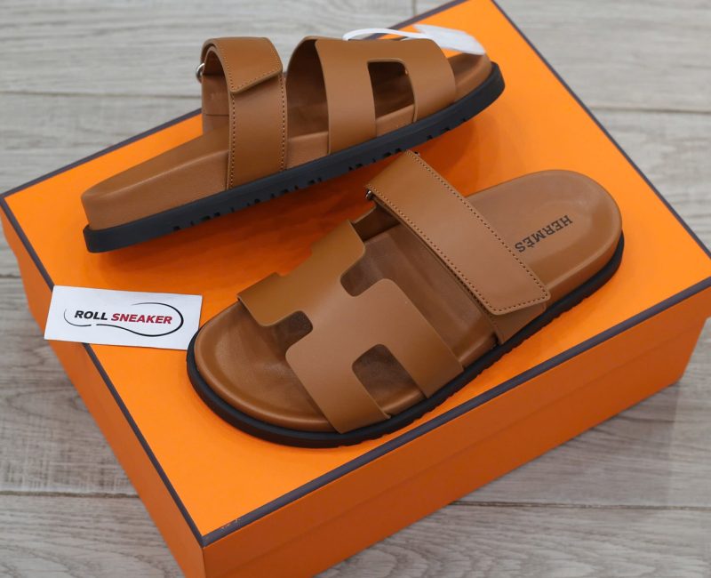 Dép Hermes Chypre Sandal Natural Smooth Calfskin Leather Best Quality