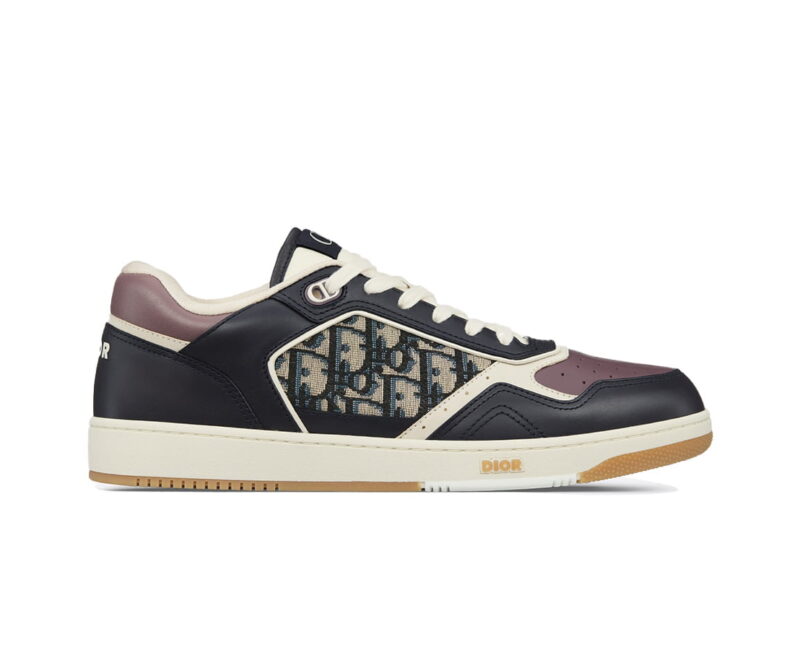 Giày Dior B27 Low Deep Blue Plum with Beige and Black Dior Oblique Jacquard Like Auth