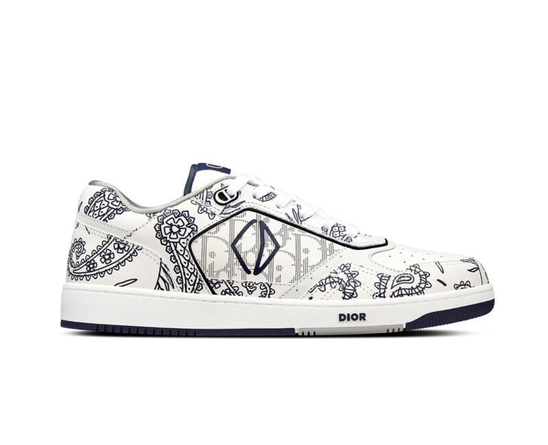 Giày Dior B27 Low White Navy Blue CD Paisley White Dior Oblique Like Auth