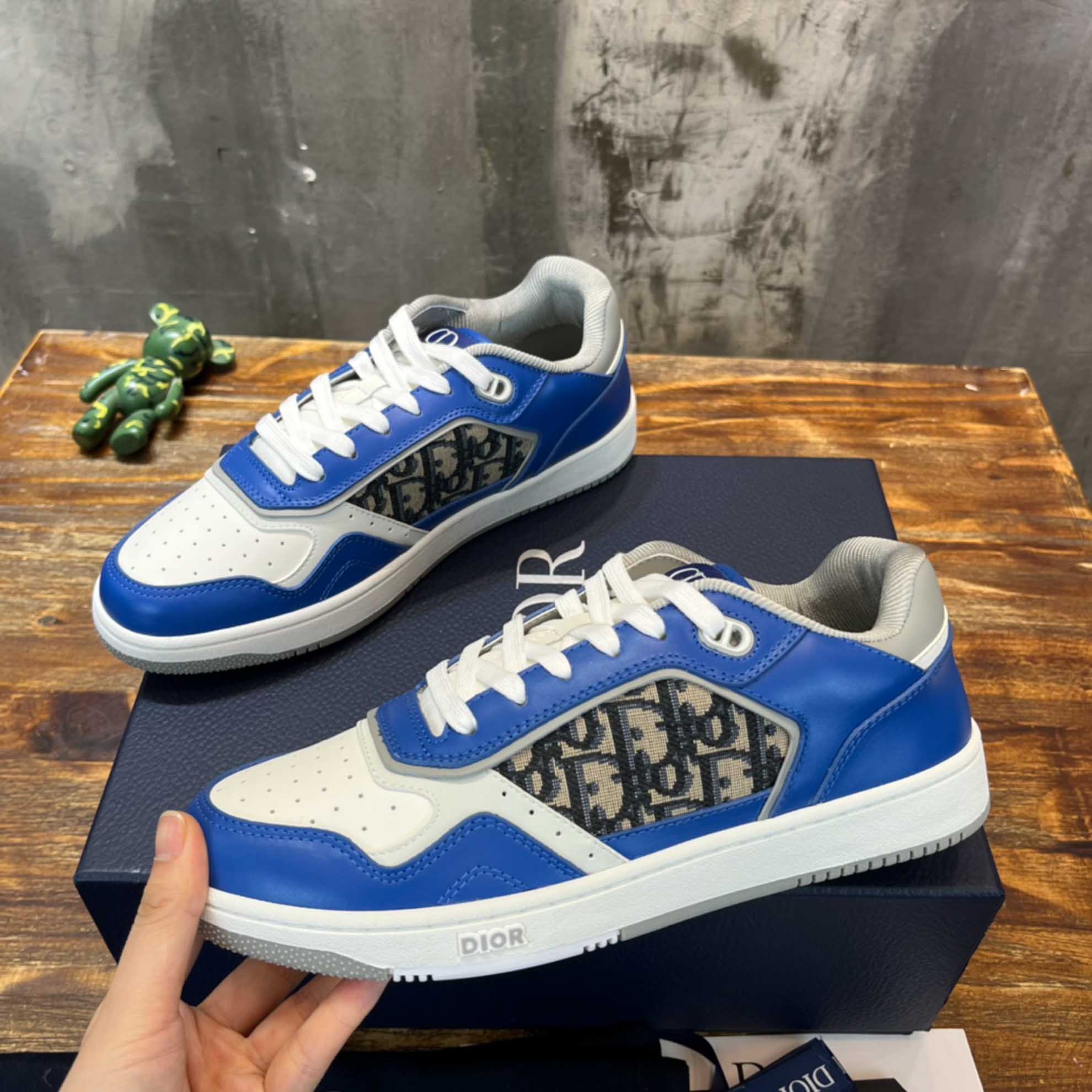 Giày Dior B27 Low Blue Grey White Beige Dior Oblique Jacquard Like Auth
