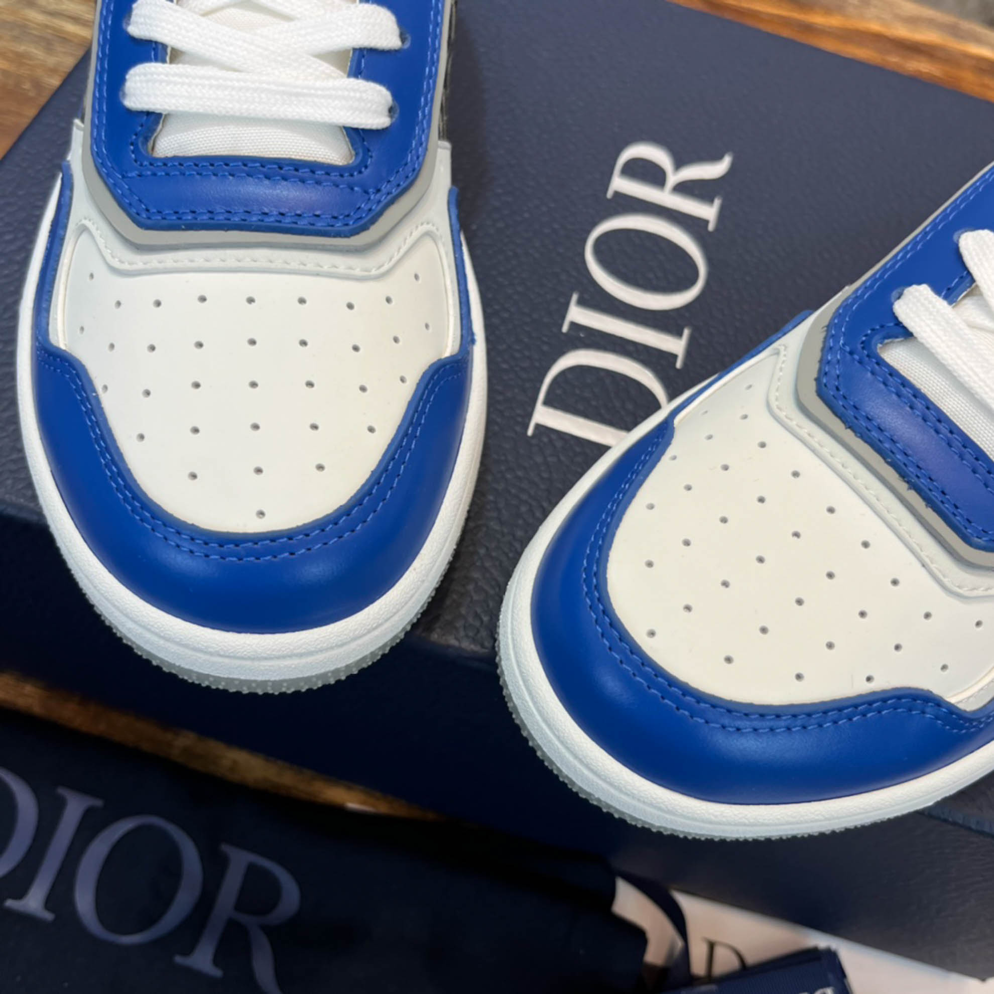 Giày Dior B27 Low Blue Grey White Beige Dior Oblique Jacquard Like Auth