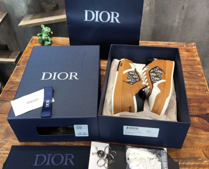 Giày Dior B27 Low Coffee Cream Black Dior Oblique Jacquard Like Auth