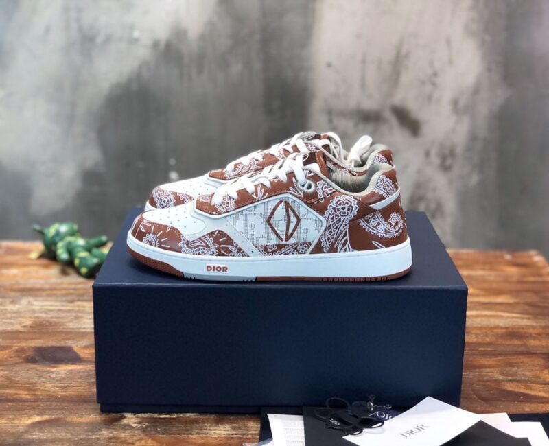 Giày Dior B27 Low Coffee White CD Paisley White Dior Oblique Like Auth