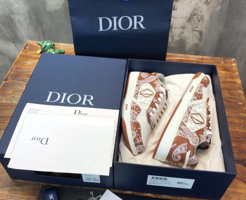 Giày Dior B27 Low Coffee White CD Paisley White Dior Oblique Like Auth