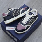 Giày Dior B27 Low Deep Blue Plum with Beige and Black Dior Oblique Jacquard Like Auth