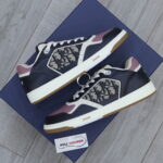 Giày Dior B27 Low Deep Blue Plum with Beige and Black Dior Oblique Jacquard Like Auth