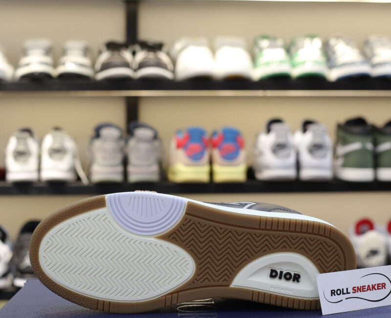 Giày Dior B27 Low Deep Blue Plum with Beige and Black Dior Oblique Jacquard Like Auth