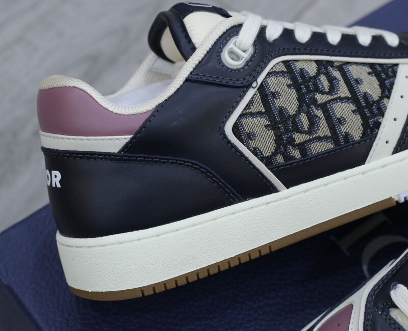 Giày Dior B27 Low Deep Blue Plum with Beige and Black Dior Oblique Jacquard Like Auth