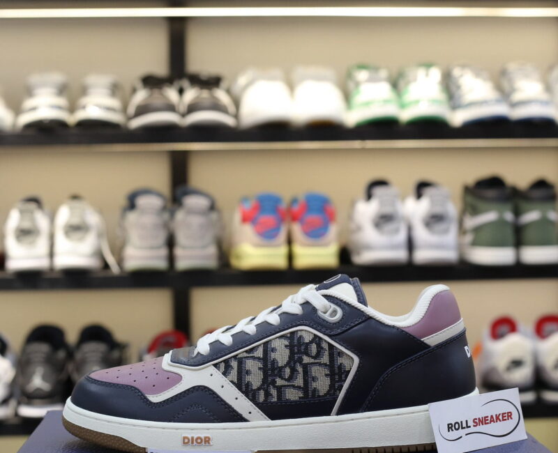 Giày Dior B27 Low Deep Blue Plum with Beige and Black Dior Oblique Jacquard Like Auth