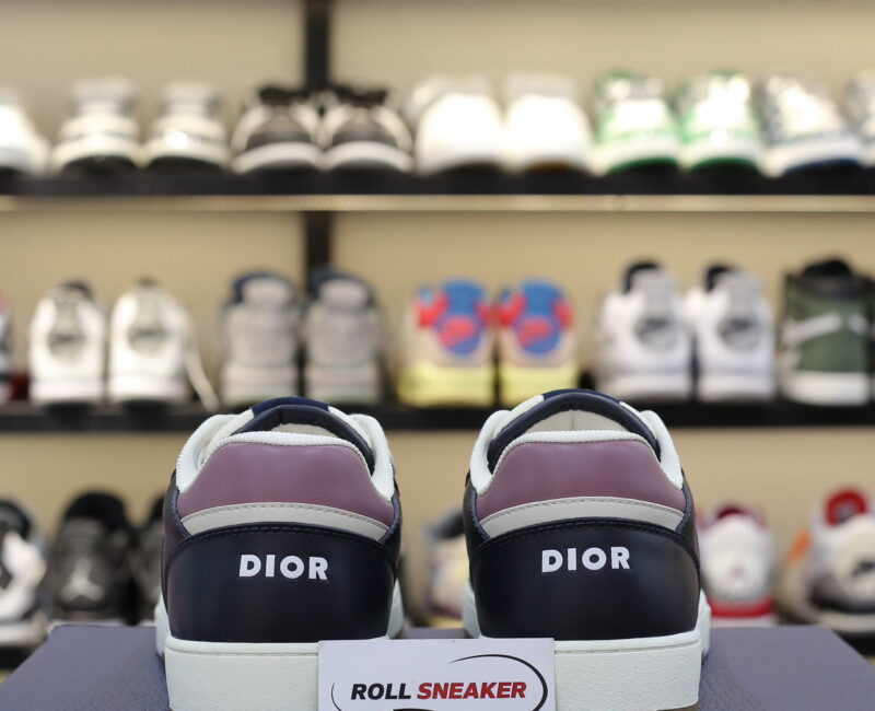 Giày Dior B27 Low Deep Blue Plum with Beige and Black Dior Oblique Jacquard Like Auth