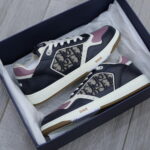 Giày Dior B27 Low Deep Blue Plum with Beige and Black Dior Oblique Jacquard Like Auth