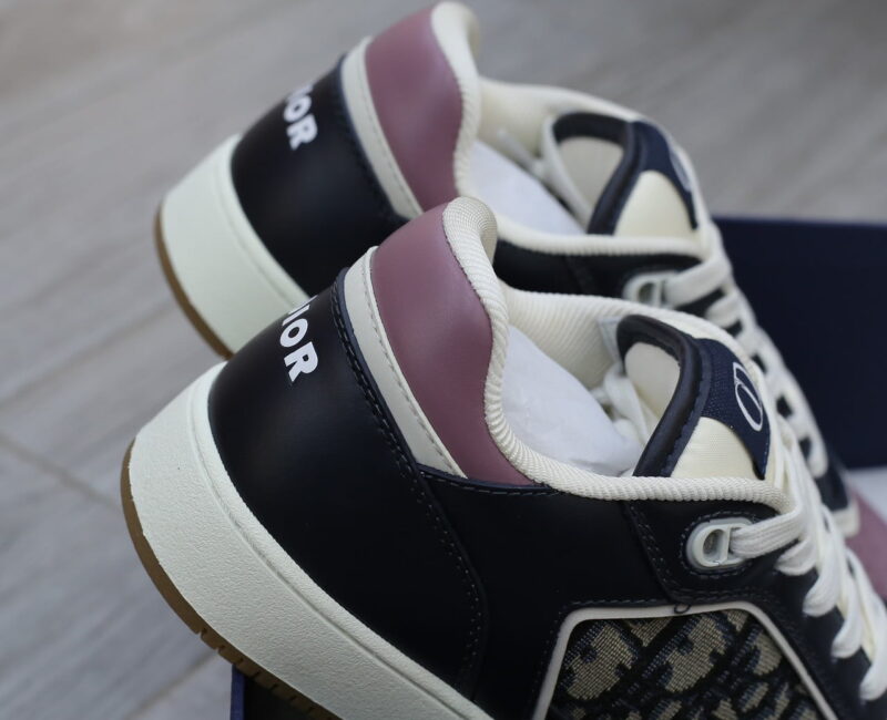 Giày Dior B27 Low Deep Blue Plum with Beige and Black Dior Oblique Jacquard Like Auth