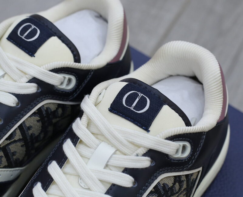 Giày Dior B27 Low Deep Blue Plum with Beige and Black Dior Oblique Jacquard Like Auth