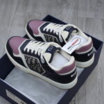 Giày Dior B27 Low Deep Blue Plum with Beige and Black Dior Oblique Jacquard Like Auth