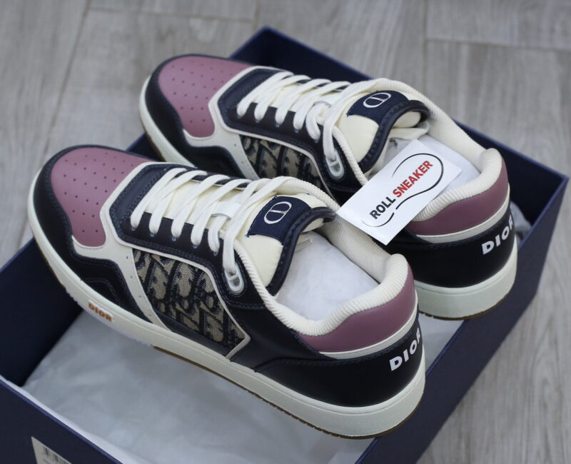 Giày Dior B27 Low Deep Blue Plum with Beige and Black Dior Oblique Jacquard Like Auth