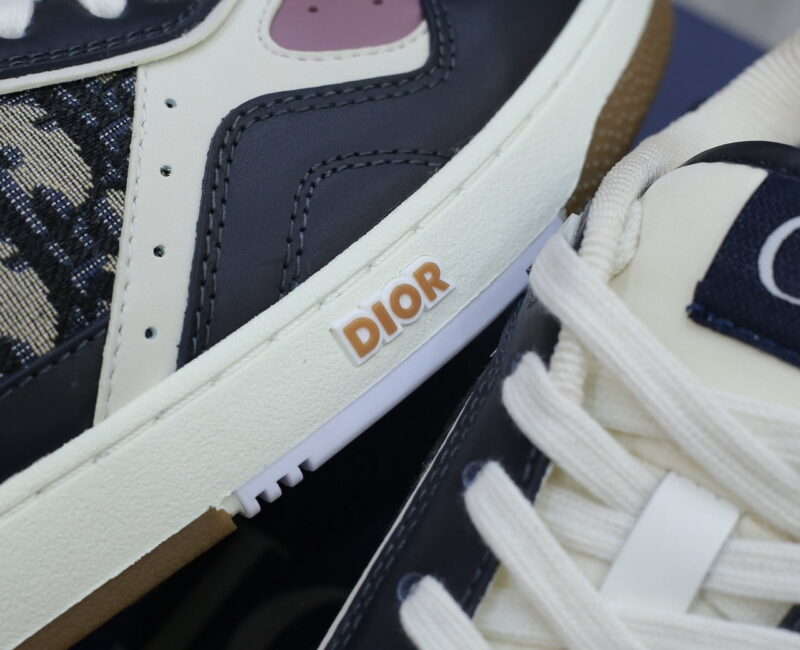 Giày Dior B27 Low Deep Blue Plum with Beige and Black Dior Oblique Jacquard Like Auth